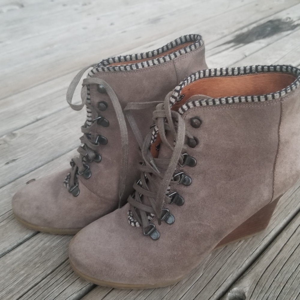 J.Crew wedge leather Lace-up Ankle booties size 6.5